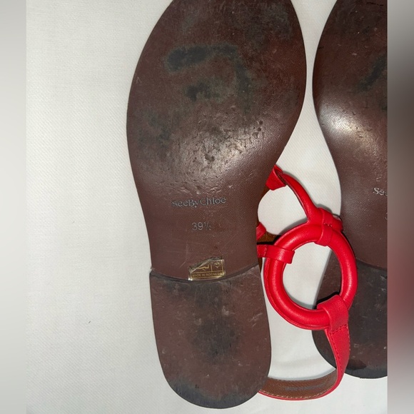 See by Chloe red leather sandals - Picture 7 of 10